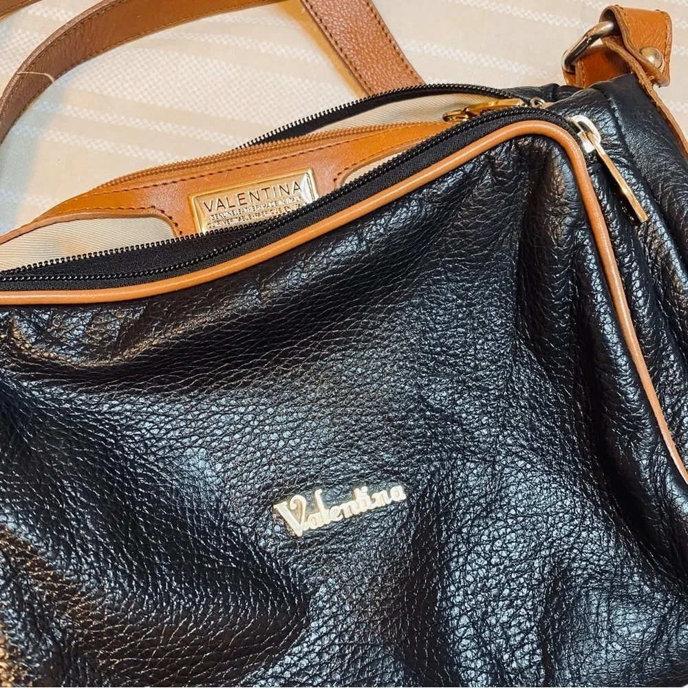 Valentina Black and Brown Shoulder Bag